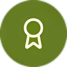 Green circle with white award ribbon icon.