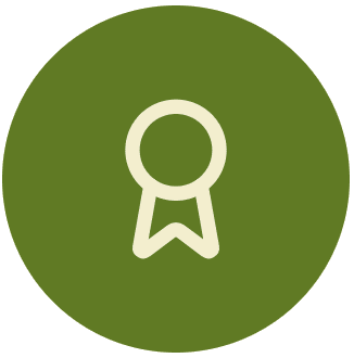 Award icon on a green circle background.