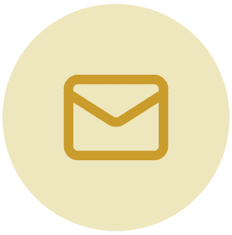 Email icon in beige circle background.