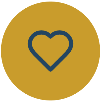 Heart icon on yellow circle background.