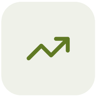 Upward green arrow on white background.