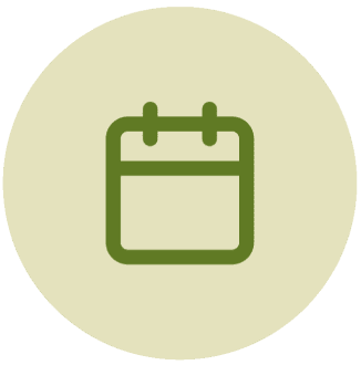 Calendar icon in green on beige background.