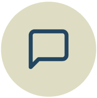 Speech bubble icon on beige background.