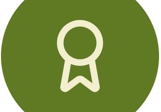 Award icon on a green circle background.