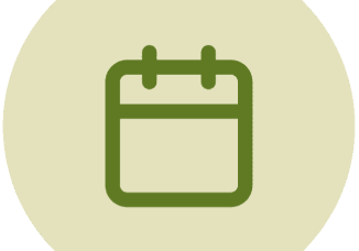Calendar icon in green on beige background.